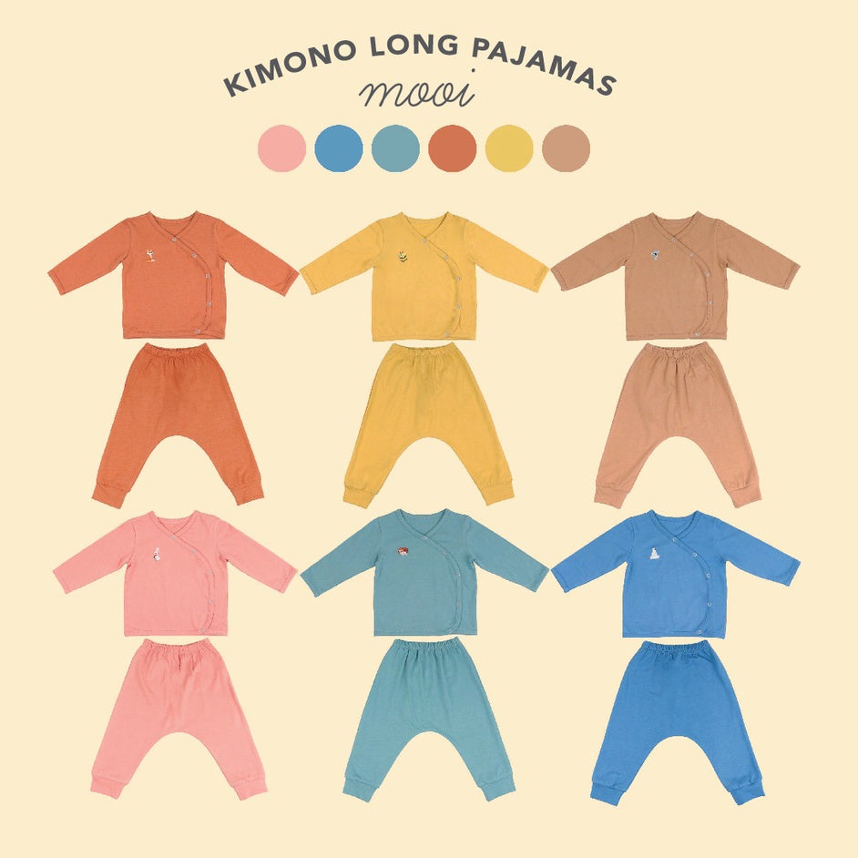 Mooi Setelan Piyama Bayi Long Pajamas Set Kimono