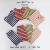 Mooi Setelan Anak Unisex Stripes Button Set