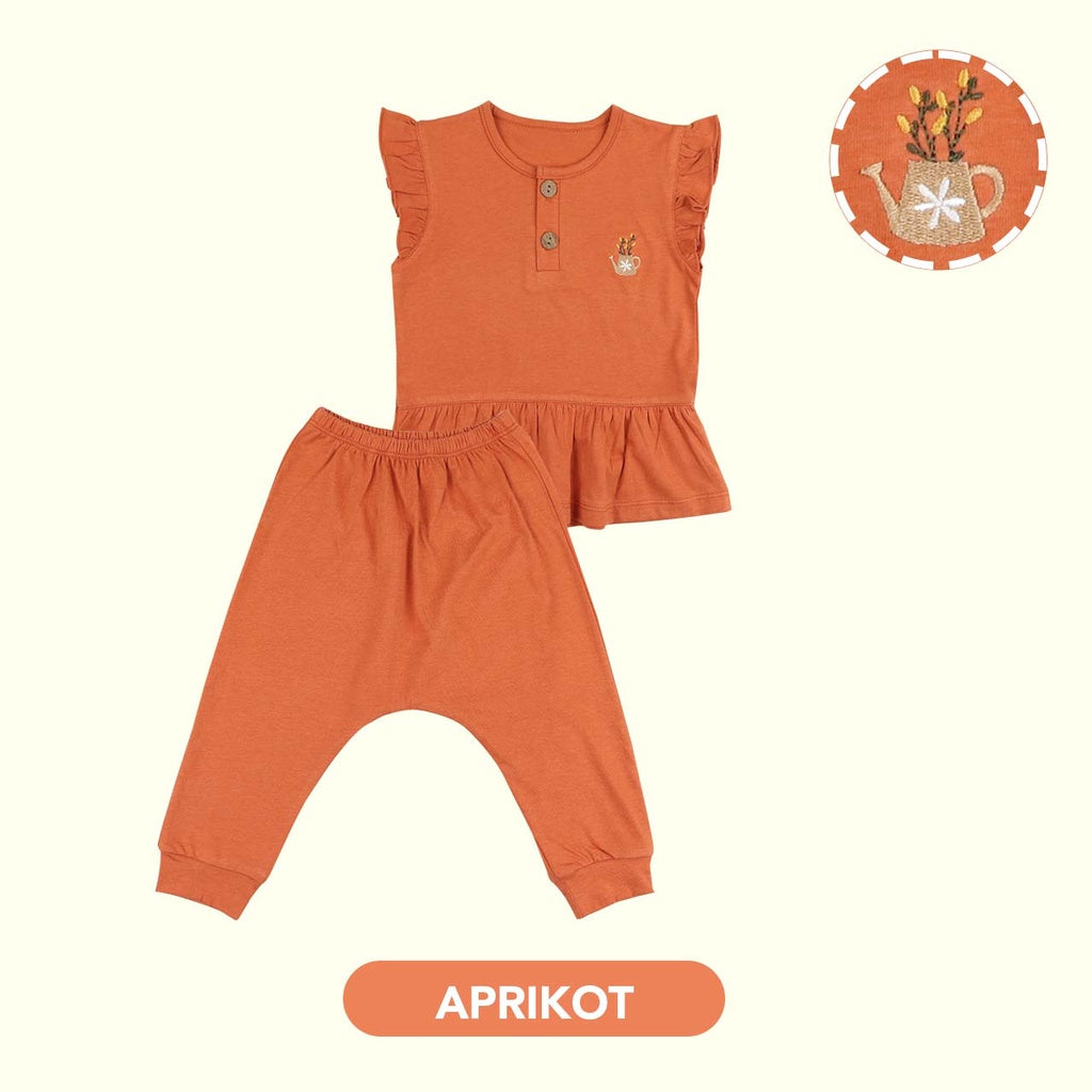 Mooi Setelan Bayi Jessie Button Ruffle Set