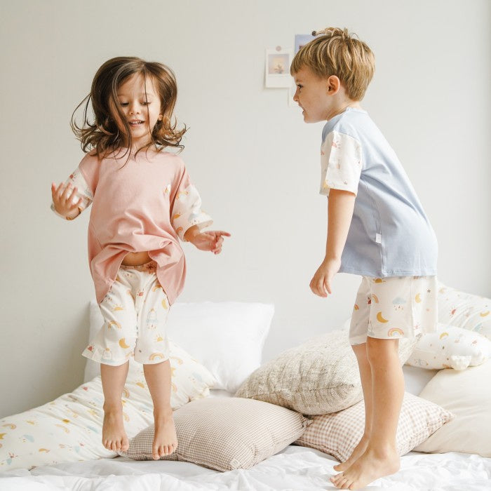 Mooi Setelan Anak Unisex Tencel Short Sleeve Mochi Set