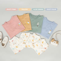 Mooi Setelan Anak Unisex Tencel Short Sleeve Mochi Set