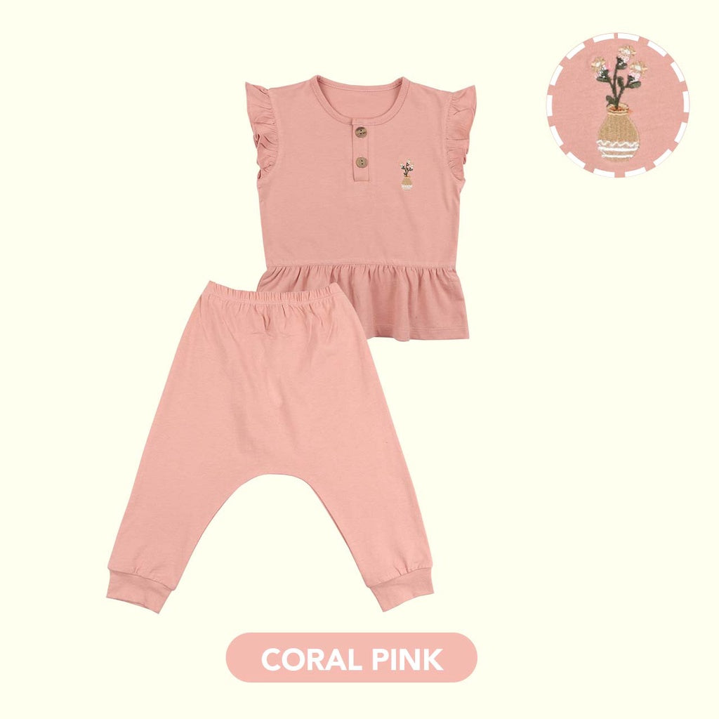 Mooi Setelan Bayi Jessie Button Ruffle Set