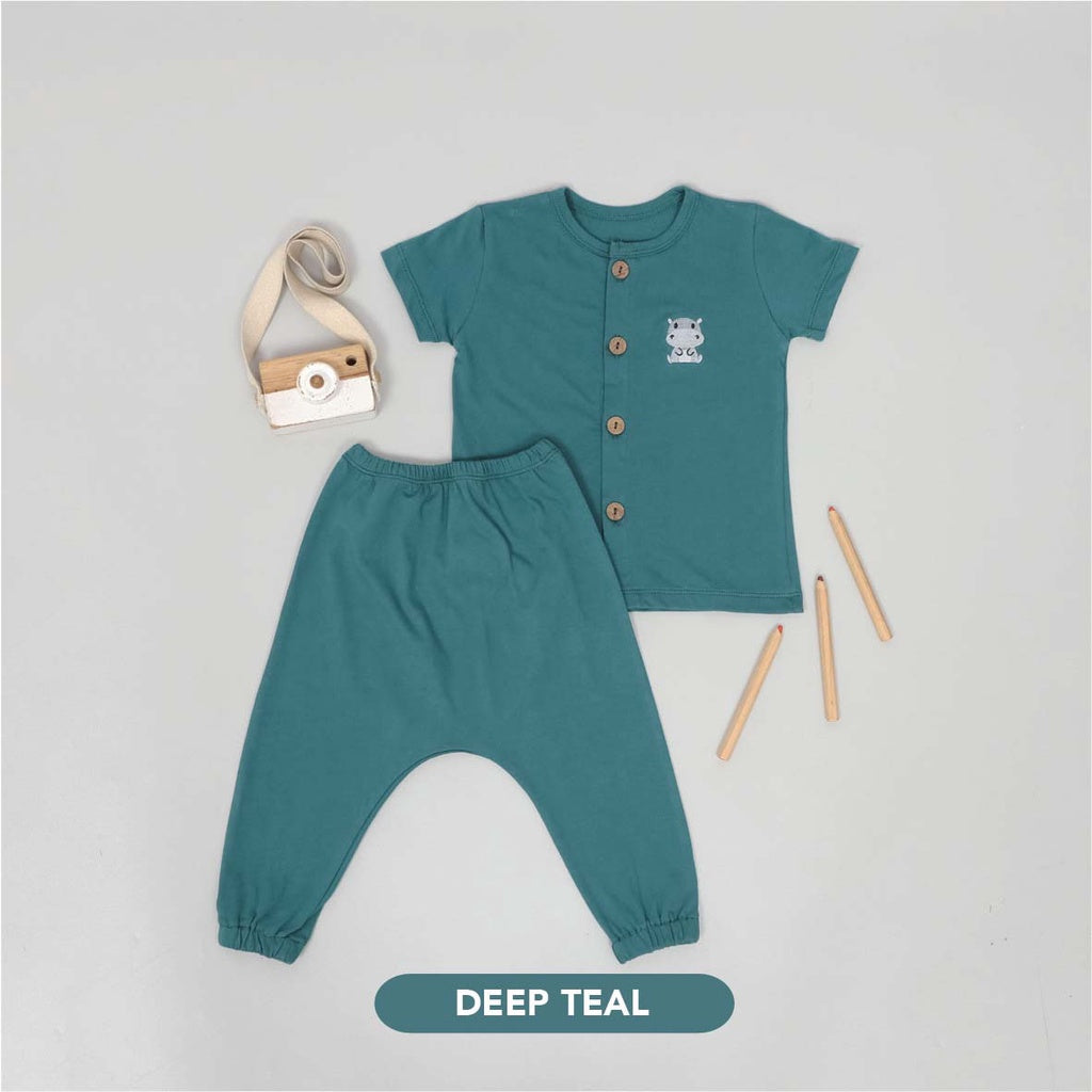 Mooi Setelan Piyama Bayi Button Pajamas