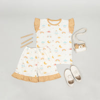 Mooi Setelan Anak Perempuan Tencel Ruffle Mochi Set