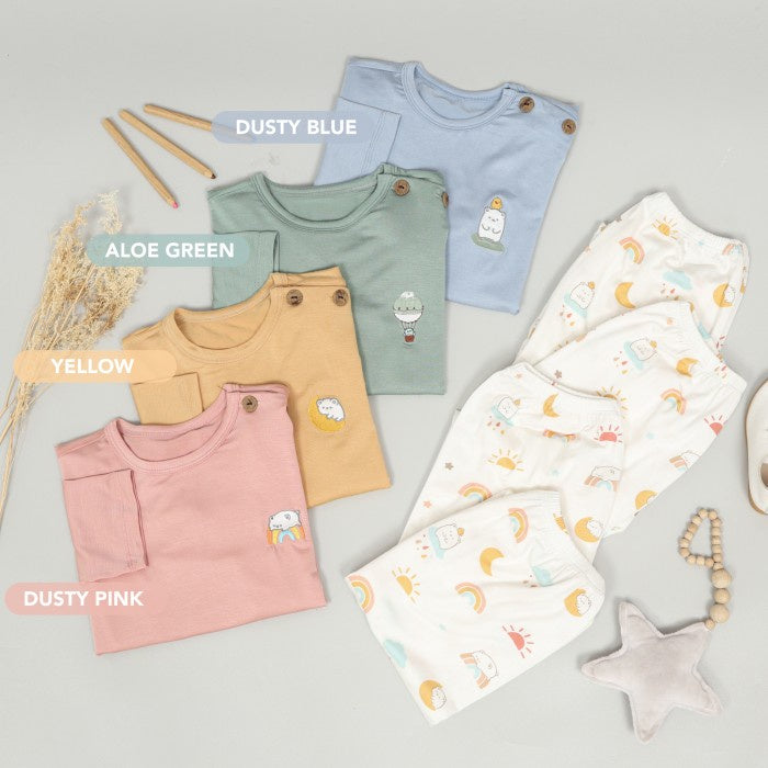 Mooi Baju Tidur Anak Piyama Anak Unisex Tencel Mochi Set