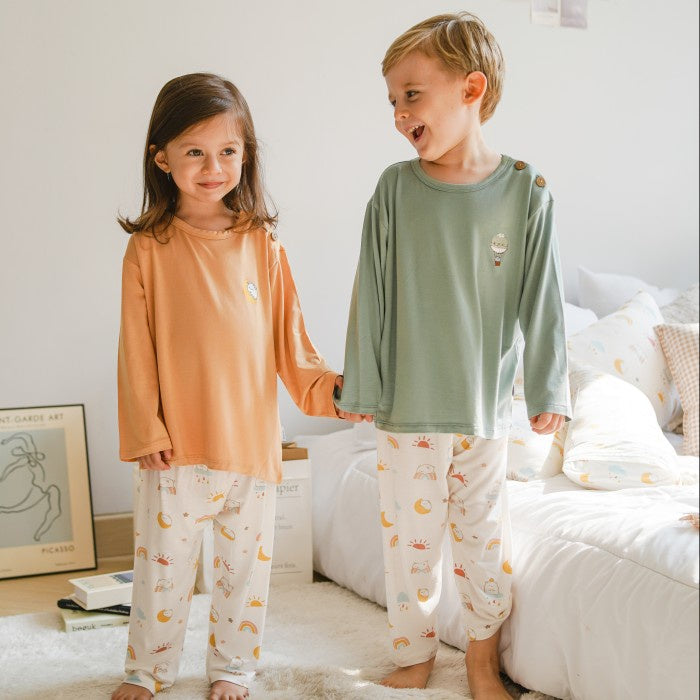 Mooi Baju Tidur Anak Piyama Anak Unisex Tencel Mochi Set