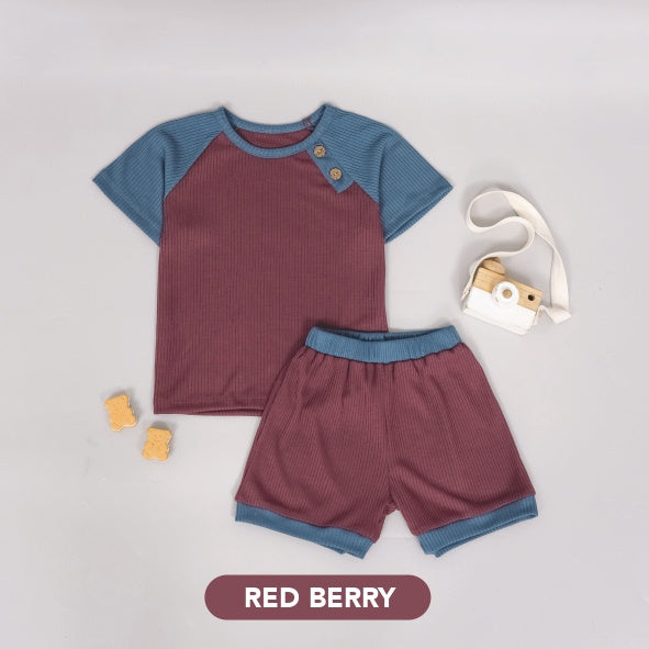 Mooi Setelan Anak Laki – Laki Rei Rib Button Set