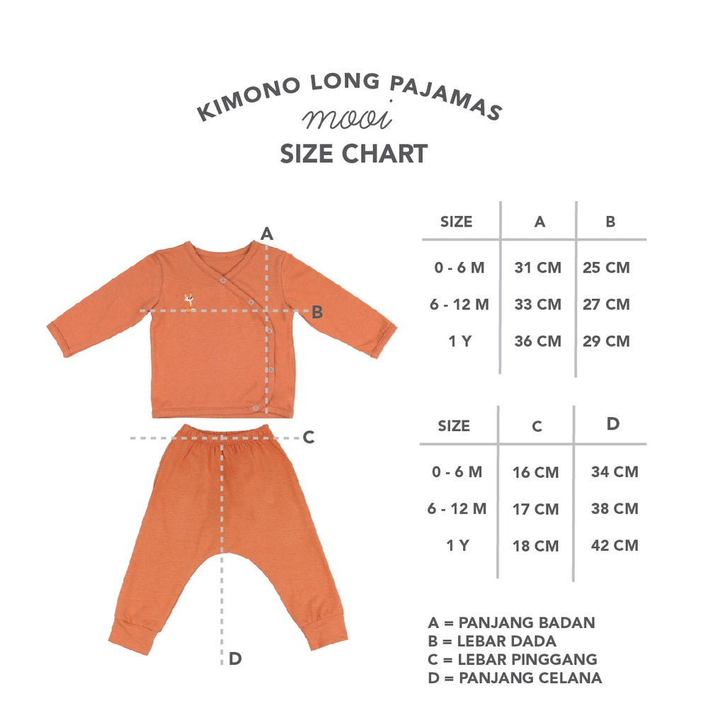 Mooi Setelan Piyama Bayi Long Pajamas Set Kimono