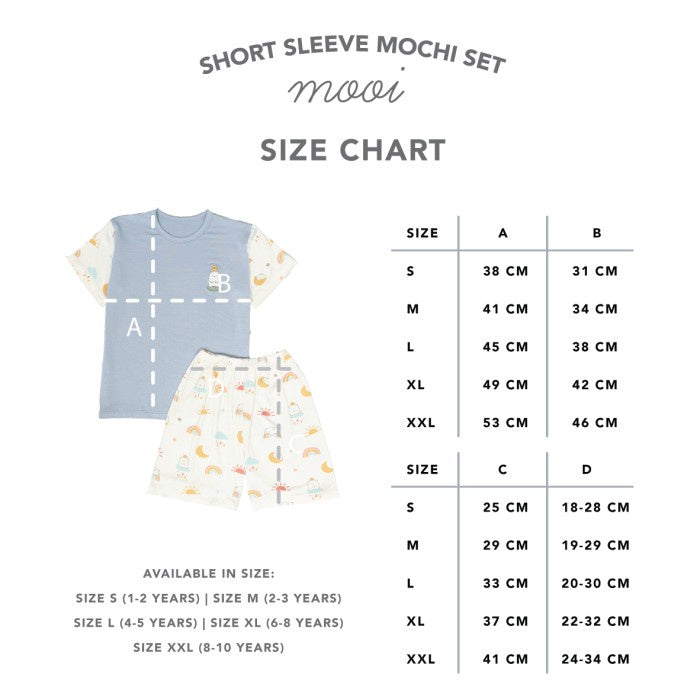 Mooi Setelan Anak Unisex Tencel Short Sleeve Mochi Set