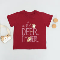 Mooi Kaos Anak Unisex Graphic Tee Maroon Oh Deer