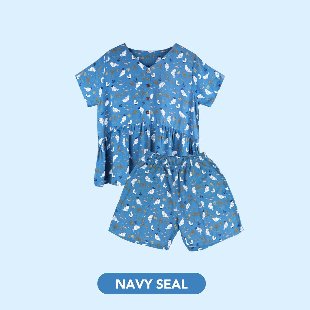 Mooi Piyama Dewasa Setelan Short Collar Set Mom
