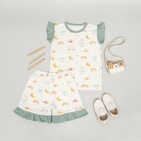 Mooi Setelan Anak Perempuan Tencel Ruffle Mochi Set