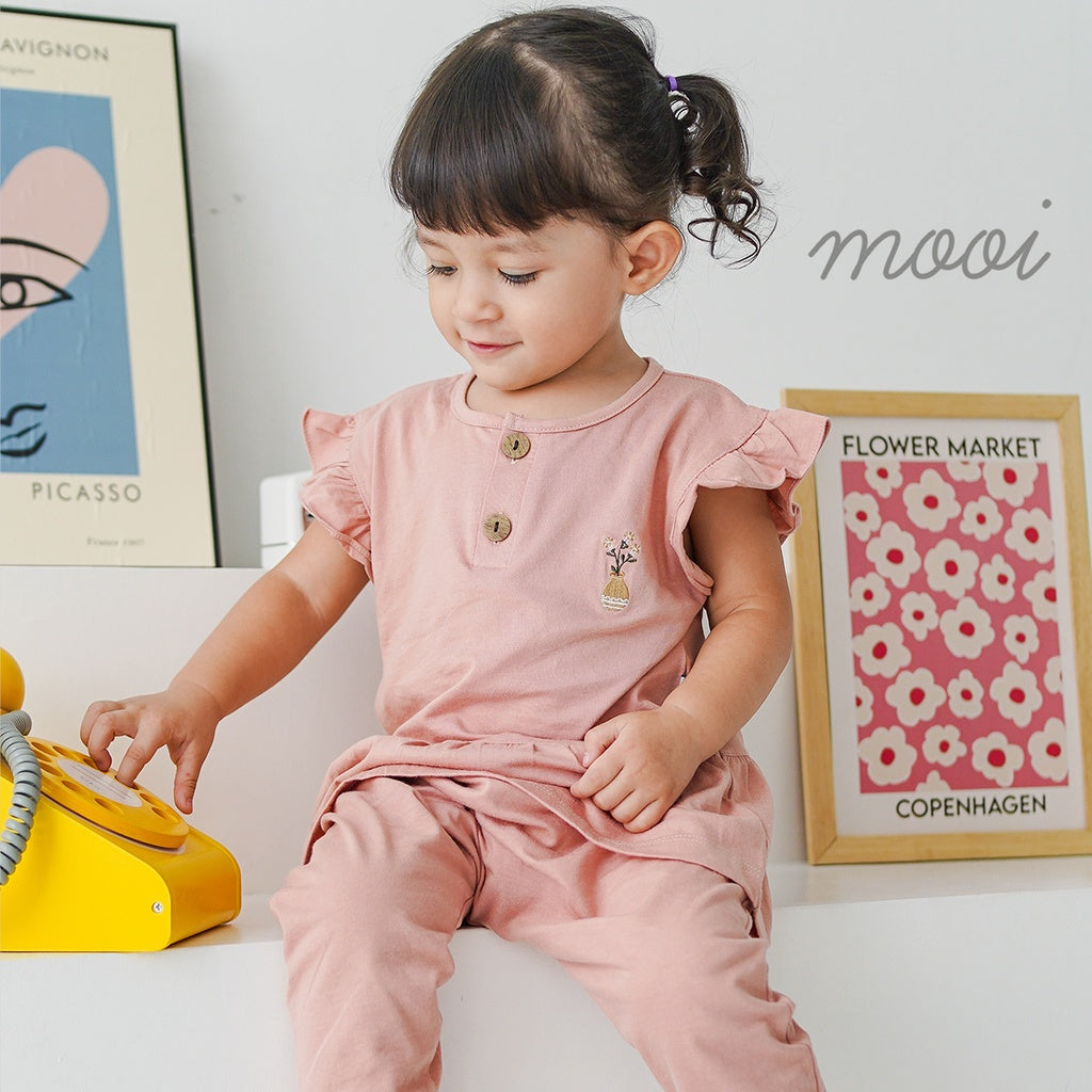 Mooi Setelan Bayi Jessie Button Ruffle Set