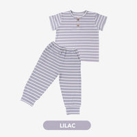 Mooi Setelan Anak Unisex Stripes Button Set