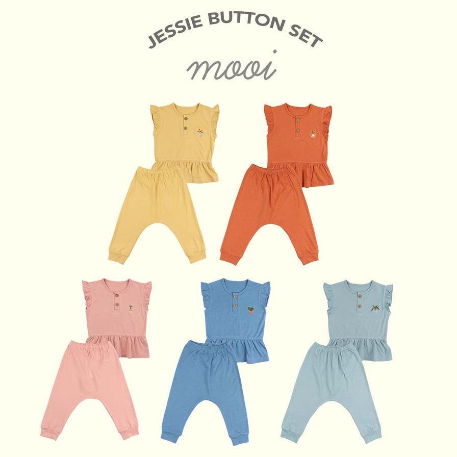 Mooi Setelan Bayi Jessie Button Ruffle Set