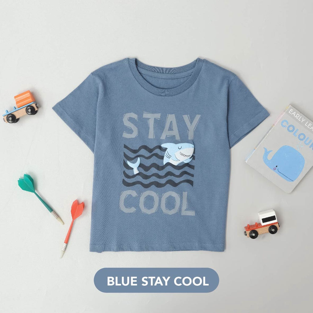 Mooi Kaos Anak Laki-laki Graphic Tee Blue Stay Cool