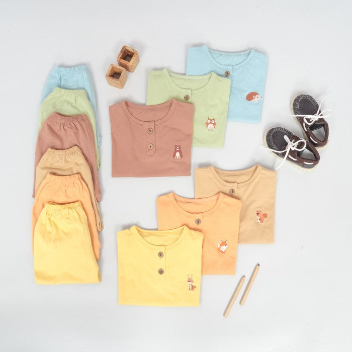 Mooi Setelan Anak Unisex Nava Button Set