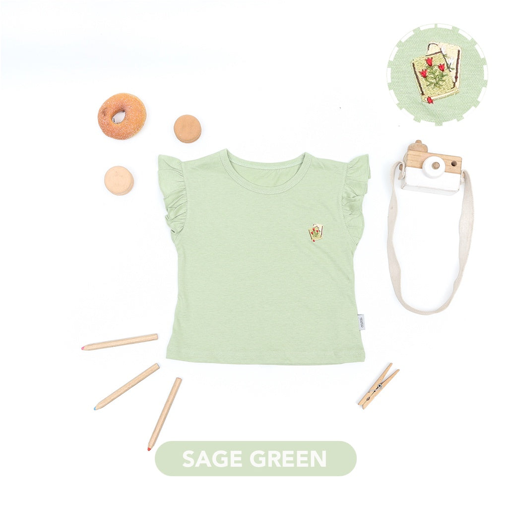 Mooi Atasan Anak Perempuan Emiko Ruffle Top