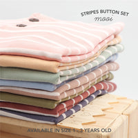 Mooi Setelan Anak Unisex Stripes Button Set