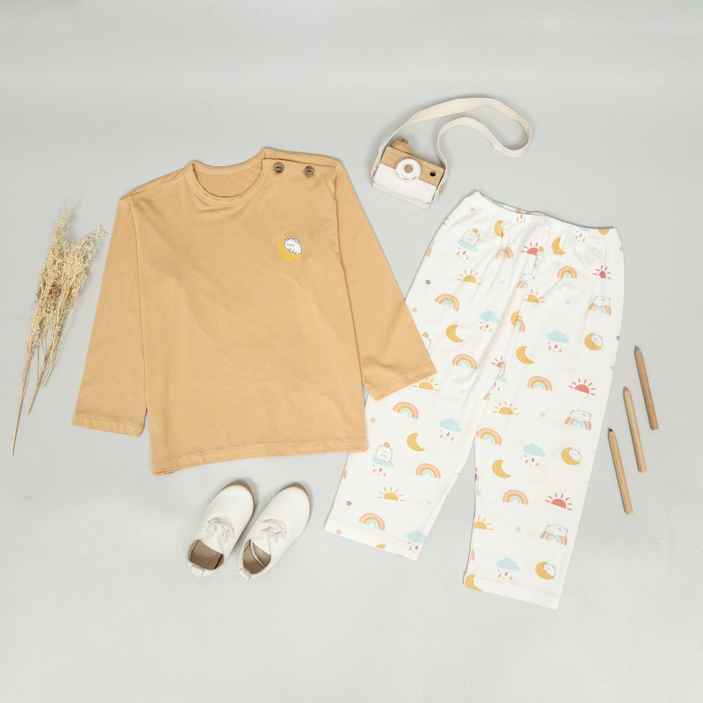 Mooi Baju Tidur Anak Piyama Anak Unisex Tencel Mochi Set