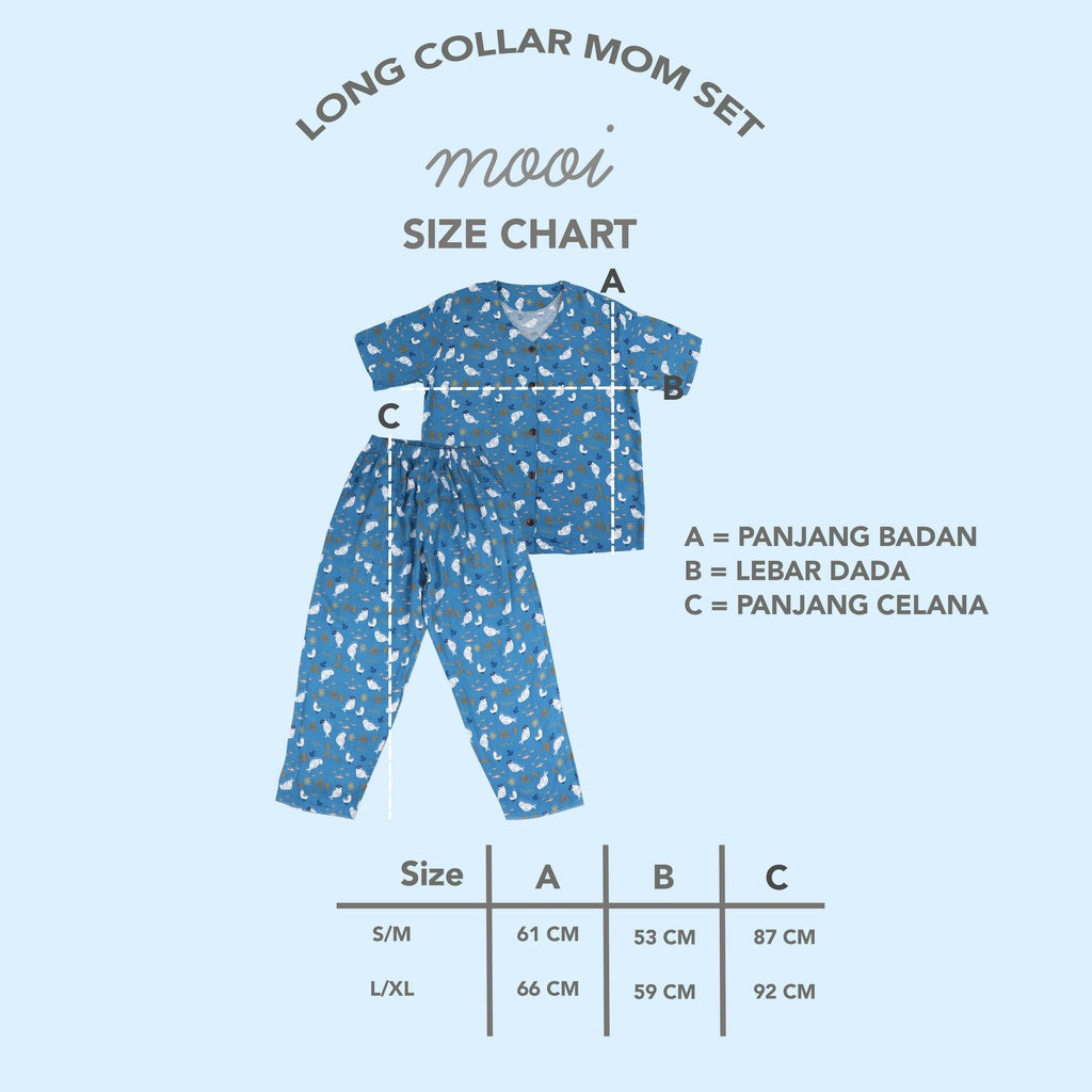 Mooi Piyama Dewasa Setelan Long Collar Set Mom