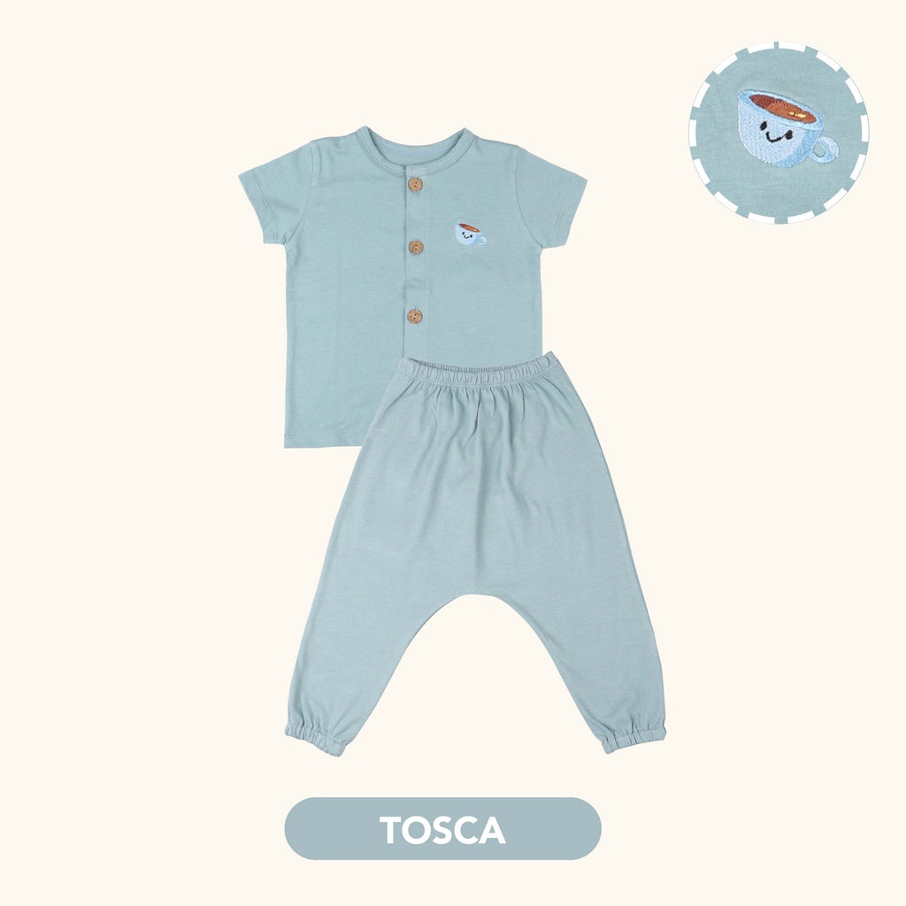 Mooi Setelan Piyama Bayi Button Pajamas
