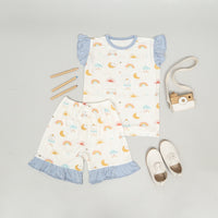 Mooi Setelan Anak Perempuan Tencel Ruffle Mochi Set