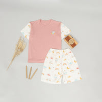 Mooi Setelan Anak Unisex Tencel Short Sleeve Mochi Set