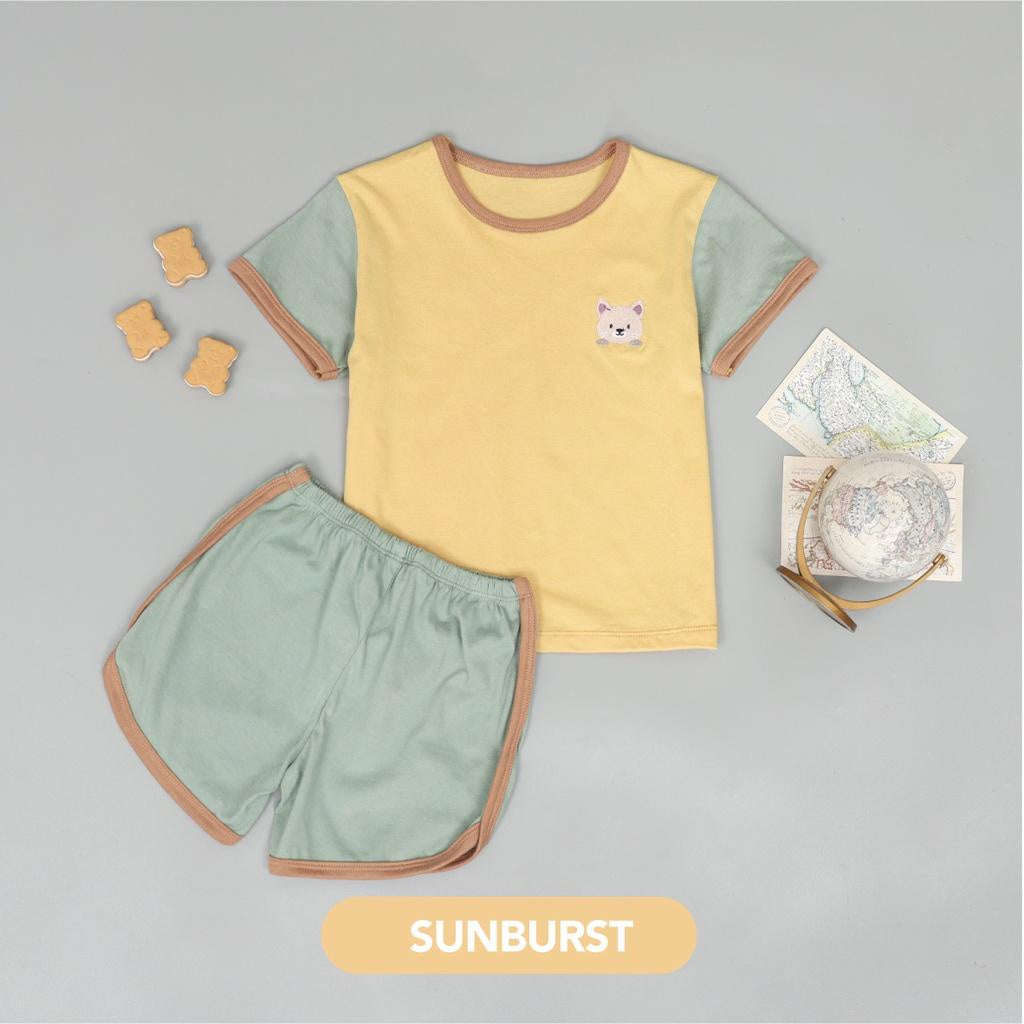Mooi Setelan Anak Kaos Anak Tricolor Retro Set