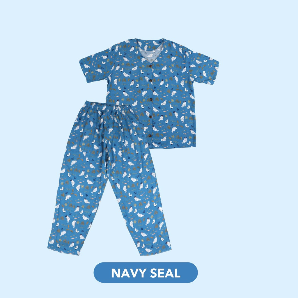 Mooi Piyama Dewasa Setelan Long Collar Set Mom