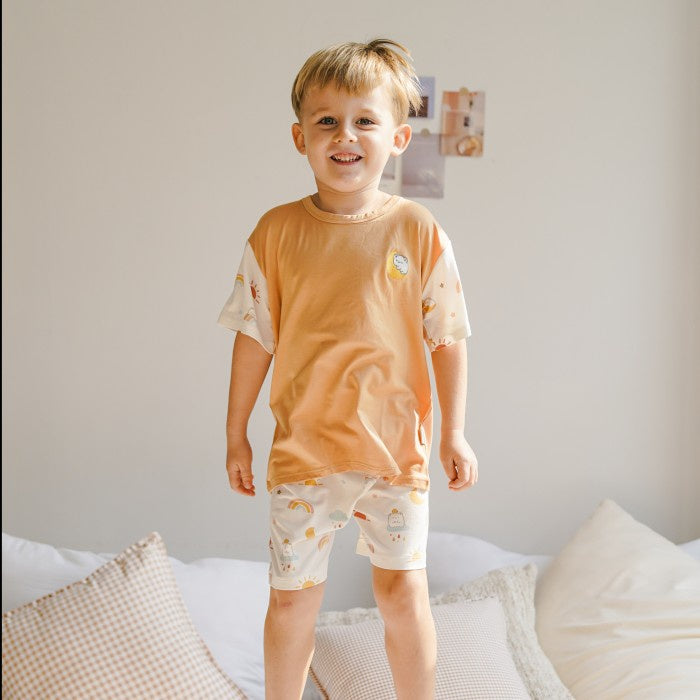 Mooi Setelan Anak Unisex Tencel Short Sleeve Mochi Set