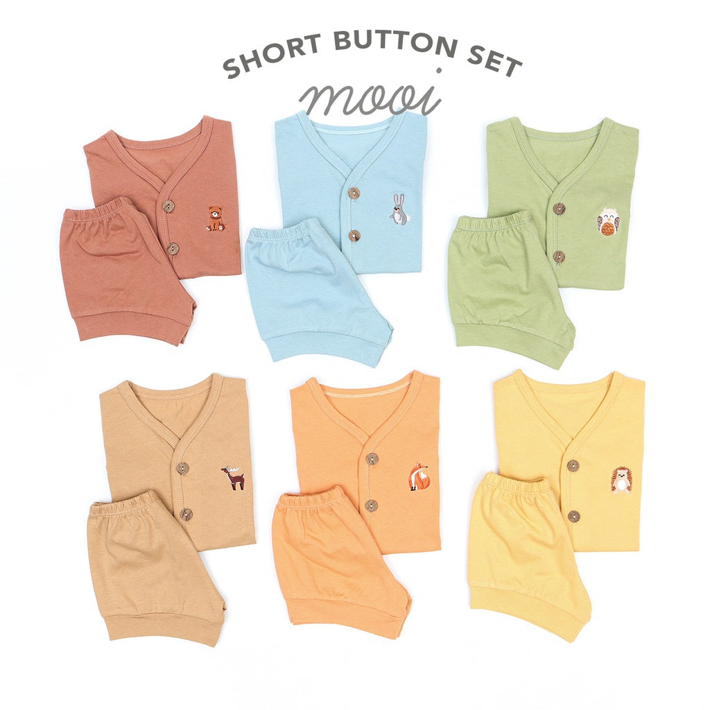 Mooi Setelan Pendek Bayi Short Button Set