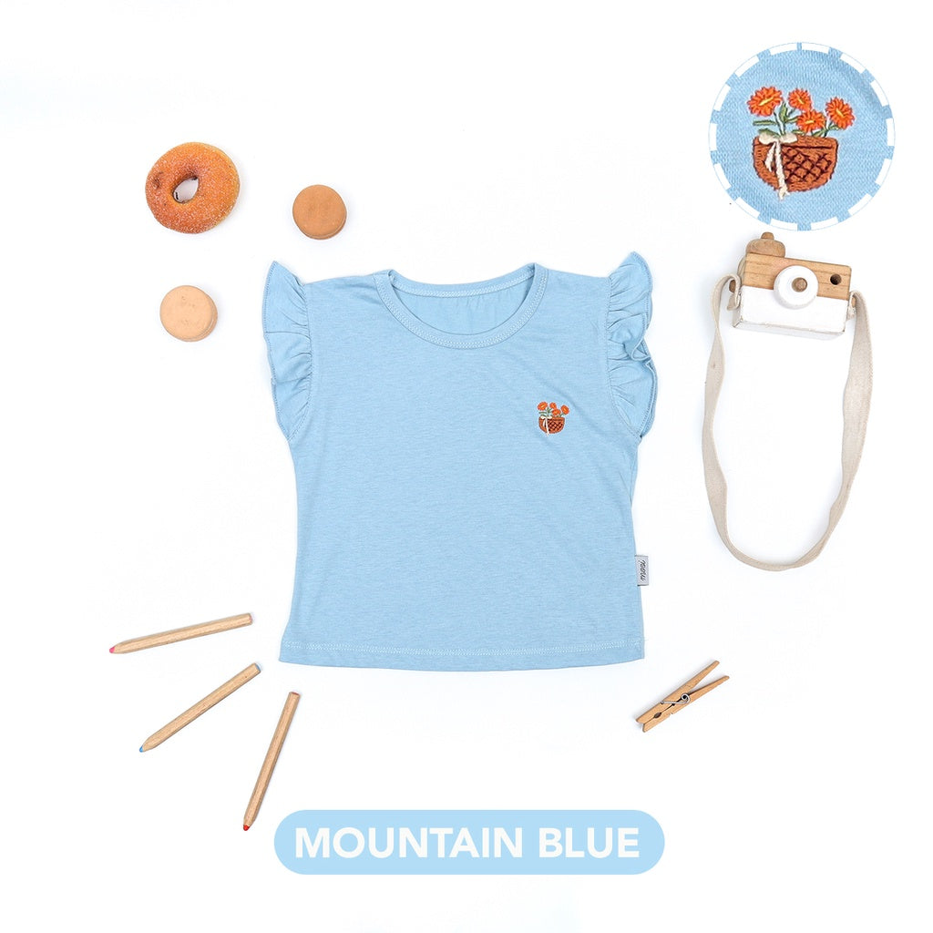 Mooi Atasan Anak Perempuan Emiko Ruffle Top