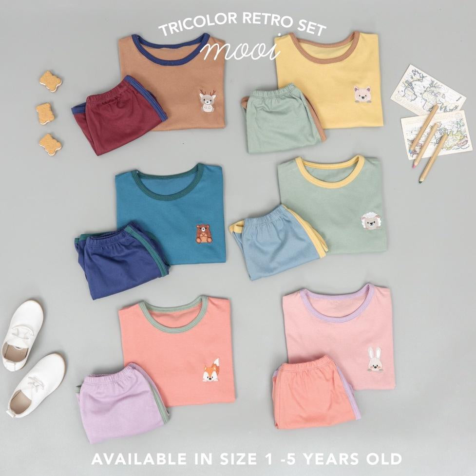 Mooi Setelan Anak Kaos Anak Tricolor Retro Set