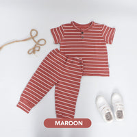 Mooi Setelan Anak Unisex Stripes Button Set
