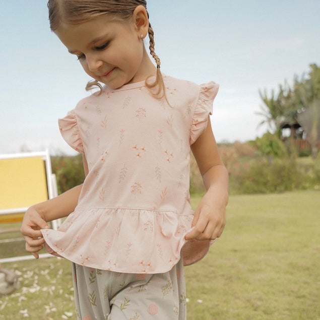 Mooi Atasan Anak Perempuan Jasmine Ruffle Top