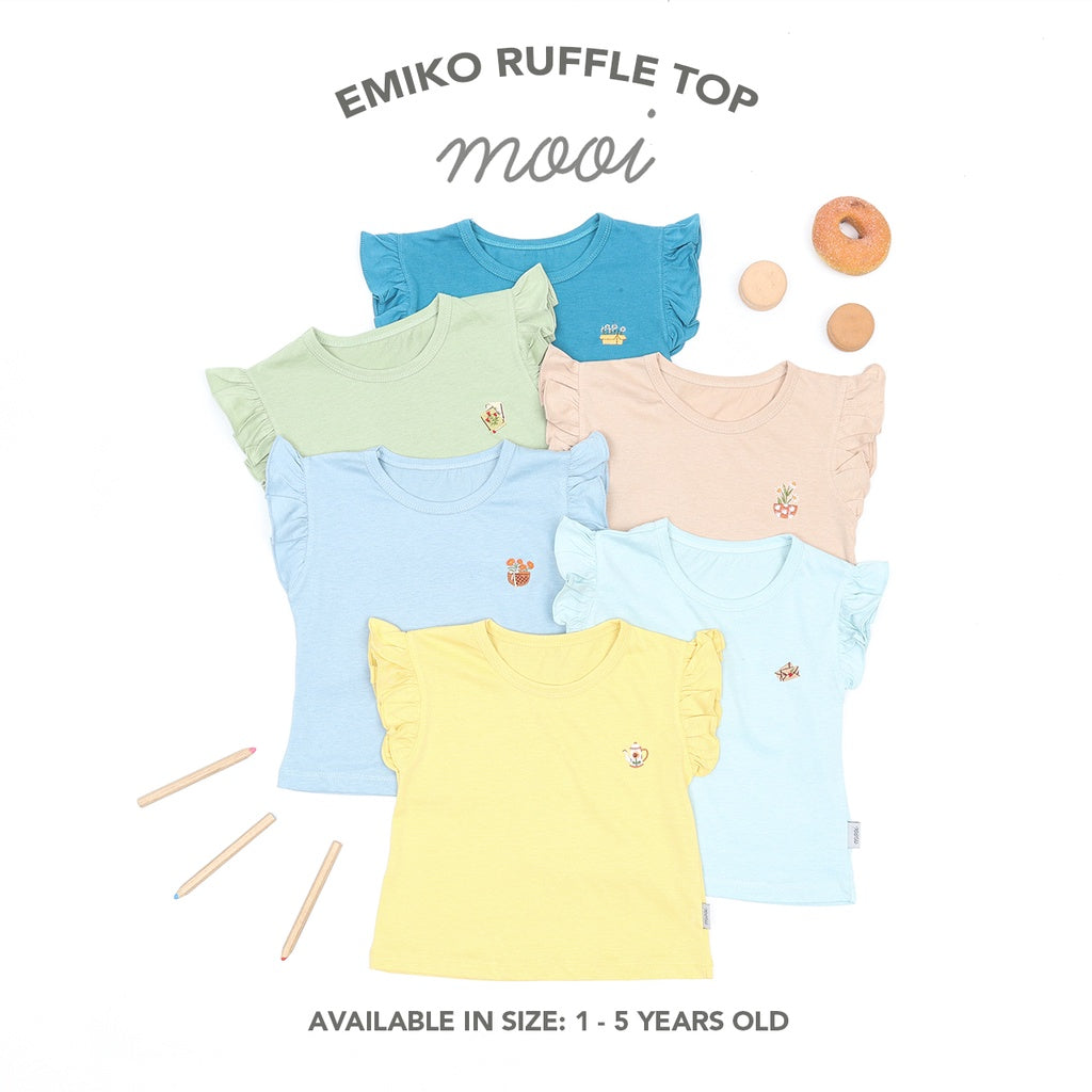 Mooi Atasan Anak Perempuan Emiko Ruffle Top