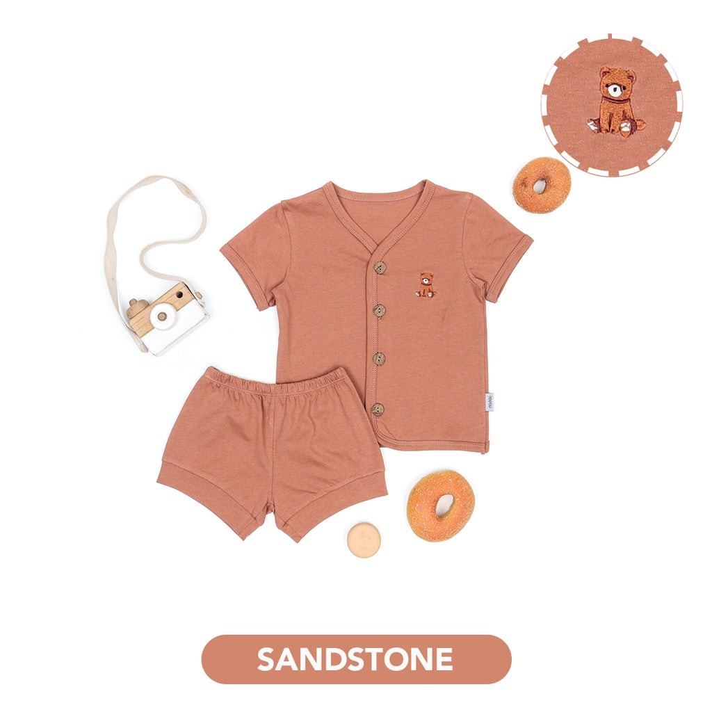 Mooi Setelan Pendek Bayi Short Button Set